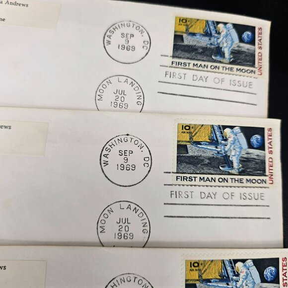 1969 First Day Of Issue Moon Landing Covers With 10¢ Postage Stamp Lot LI3020 - Picture 9 of 10